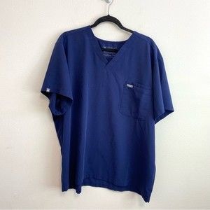 Figs Men's Leon Three-Pocket Scrub Top Navy Blue Size XXL